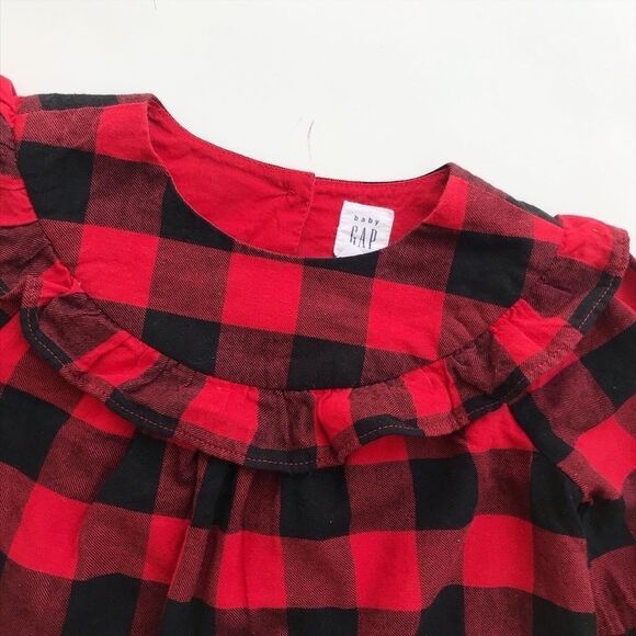 Babygap red/black buffalo plaid ruffle dress EUC 18-24 months - Picture 2 of 5